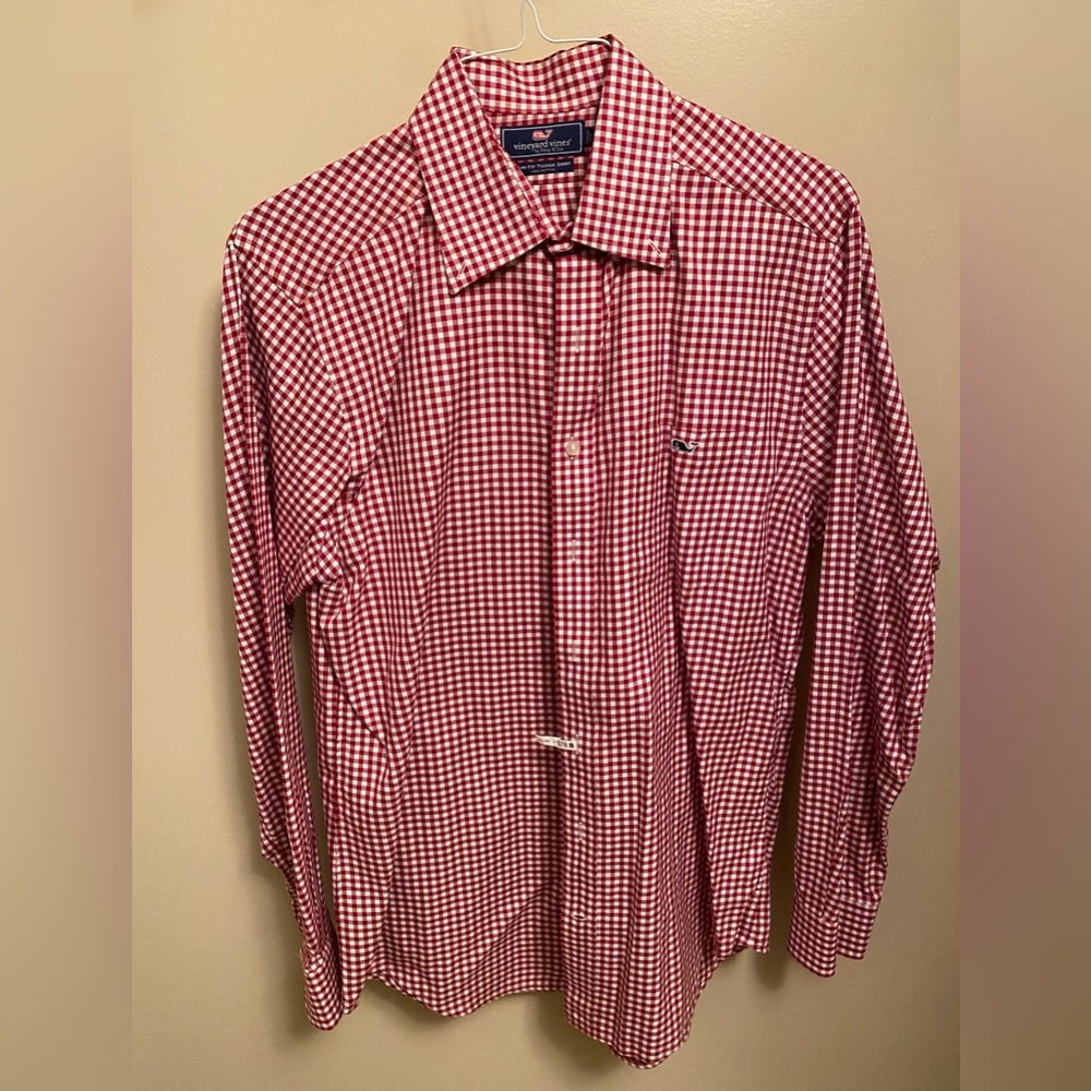 Vineyard Vines Men's Red Gingham Shirt